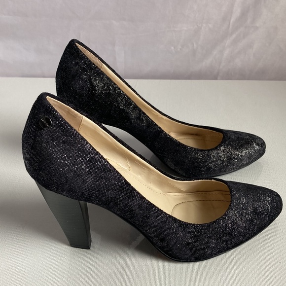 Calvin Klein Elara Black/Silver High Heels Size 6.5 - Picture 6 of 14